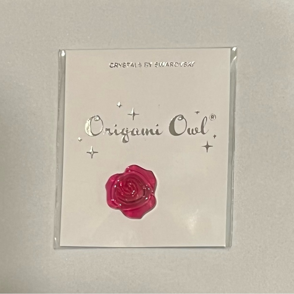 Origami Owl Ruby Rose Large Crystal Charm